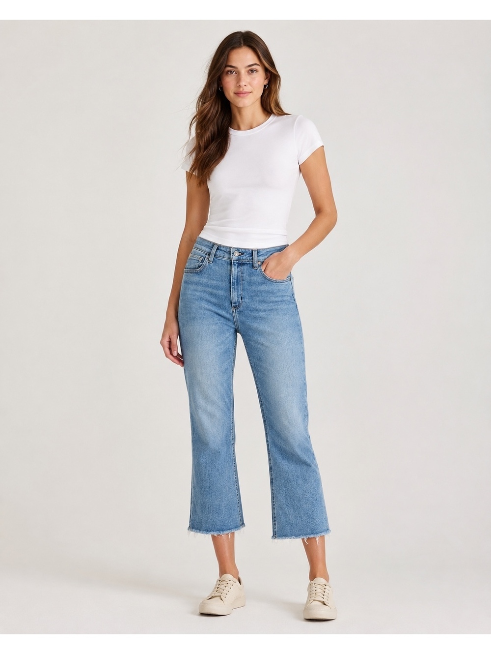 BDG Urban Outfitters Kick Flare High Rise Cropped Jeans Size 27 Raw Hem